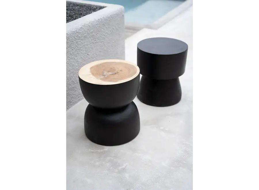 Albarracín Charcoal Stool - Suar Wood Stool