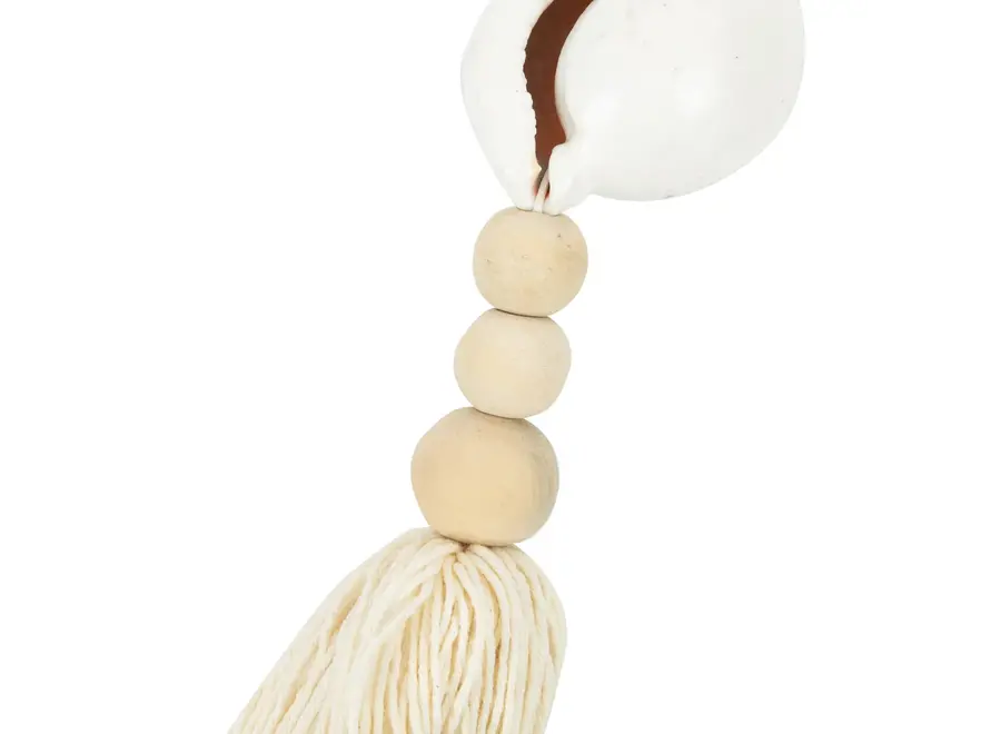 Cabo de Gata Boho Charm Keychain - Seashell & Wood Bead Keychain