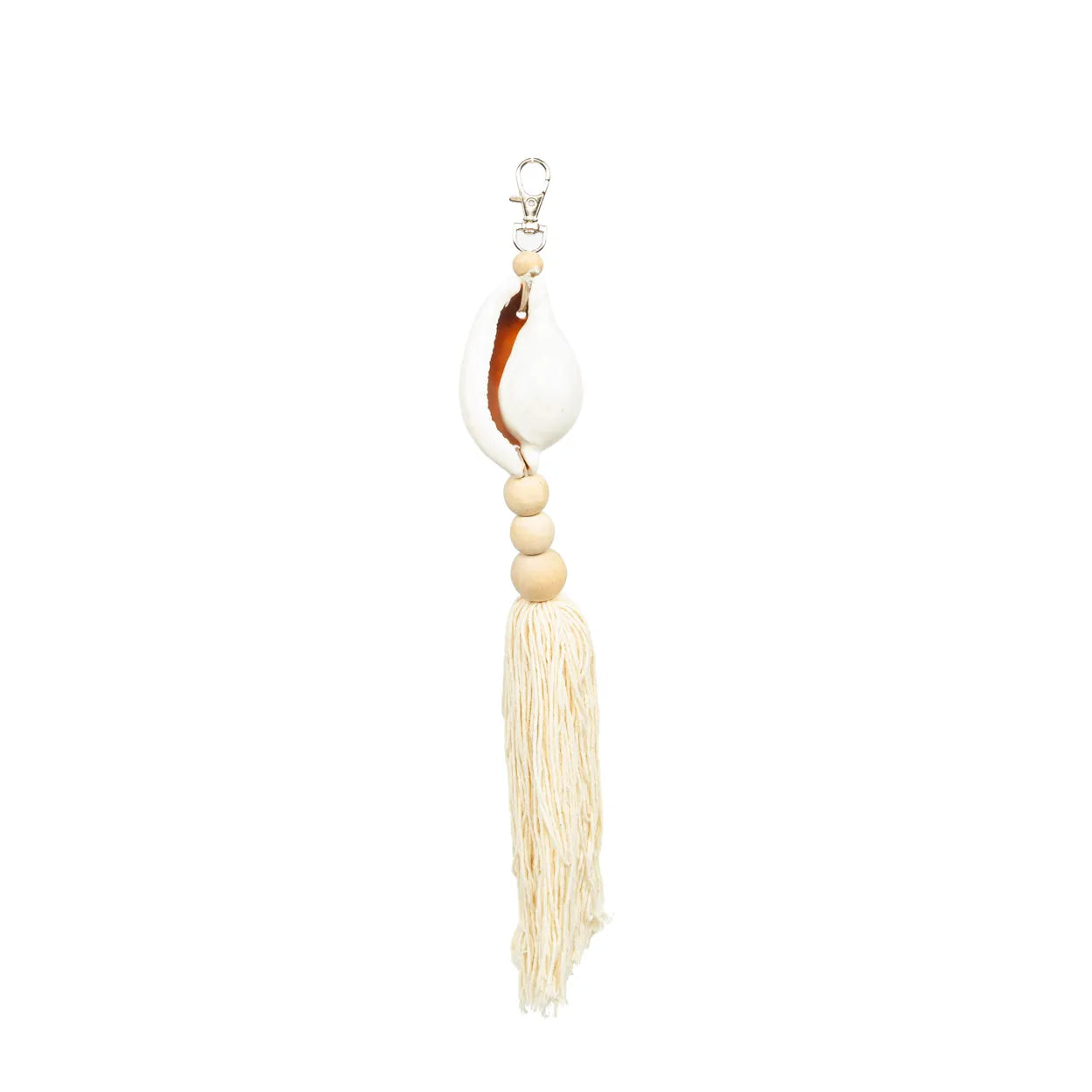 Cabo de Gata Boho Charm Keychain - Seashell & Wood Bead Keychain